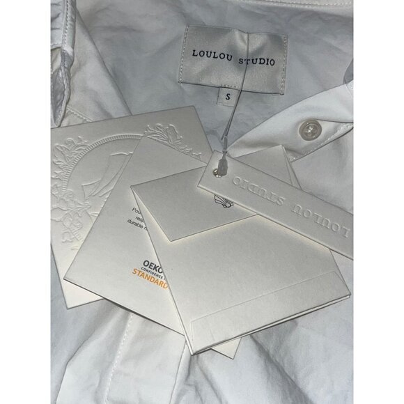 Loulou Studio Espanto Oversized Poplin Shirt in White Small New Womens Top - Picture 10 of 14